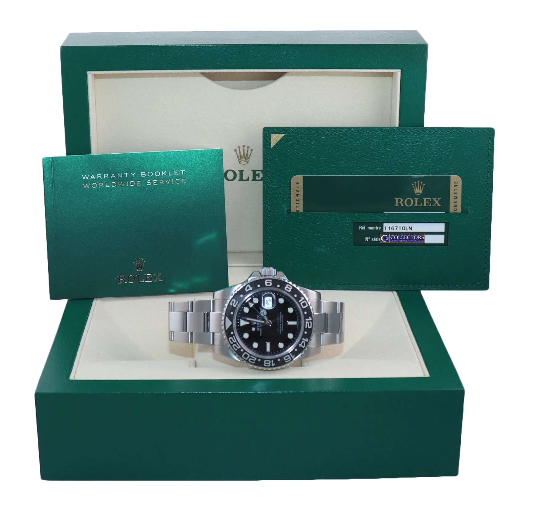 PAPERS MINT 2012 Papers Rolex GMT Master II 116710 Steel Black Ceramic Watch Box