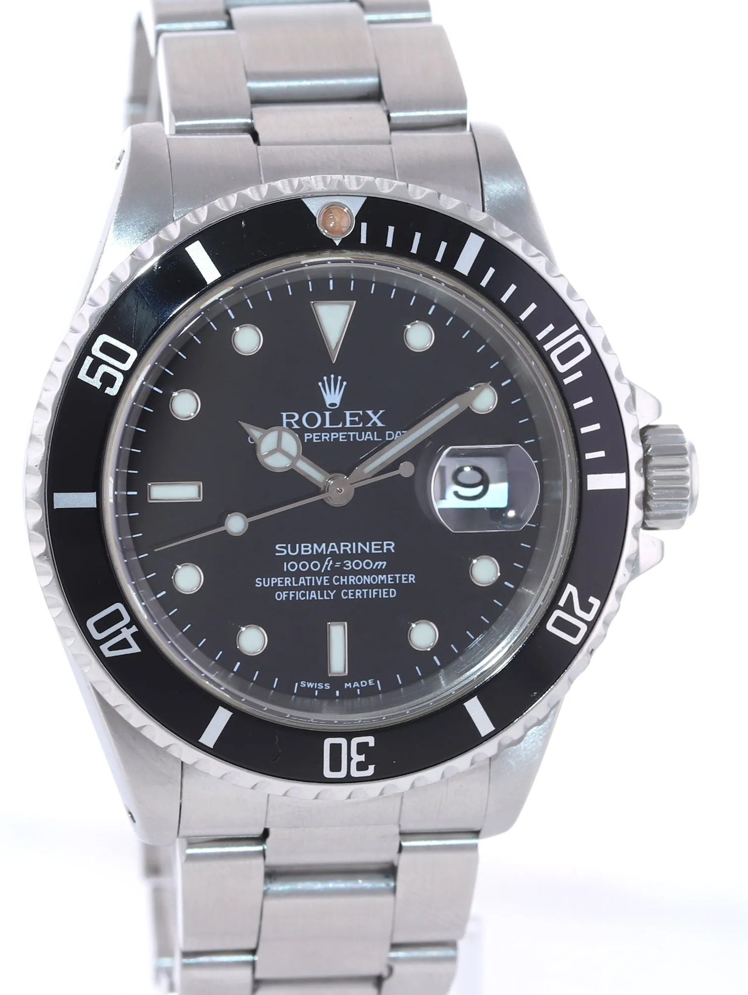 PAPERS Rolex 16610 Rolex Black Submariner Steel 40mm Oyster Watch Box