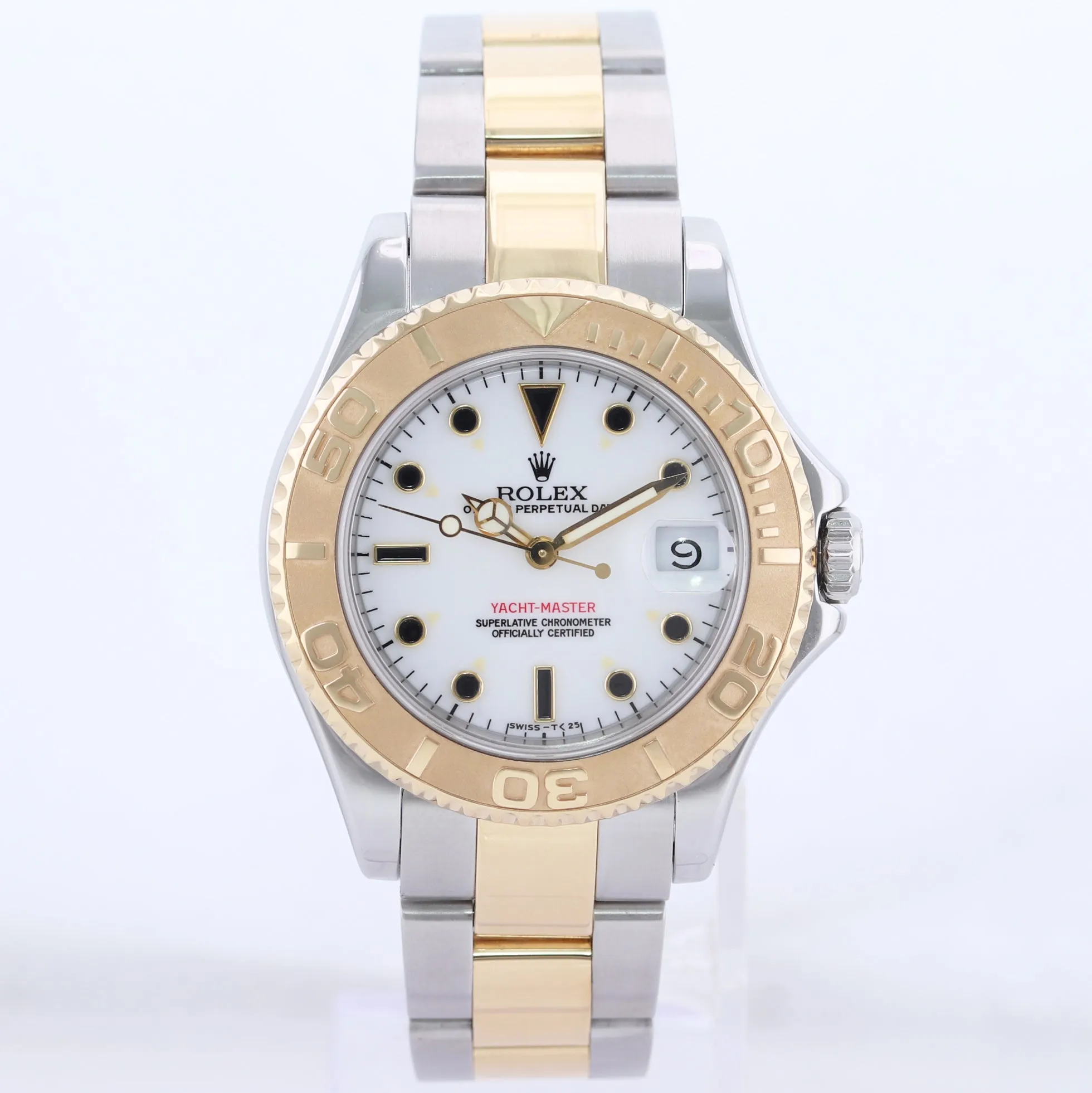 PAPERS Rolex Yacht-Master 68623 35mm Gold Two Tone Gold White Midsize Watch Box