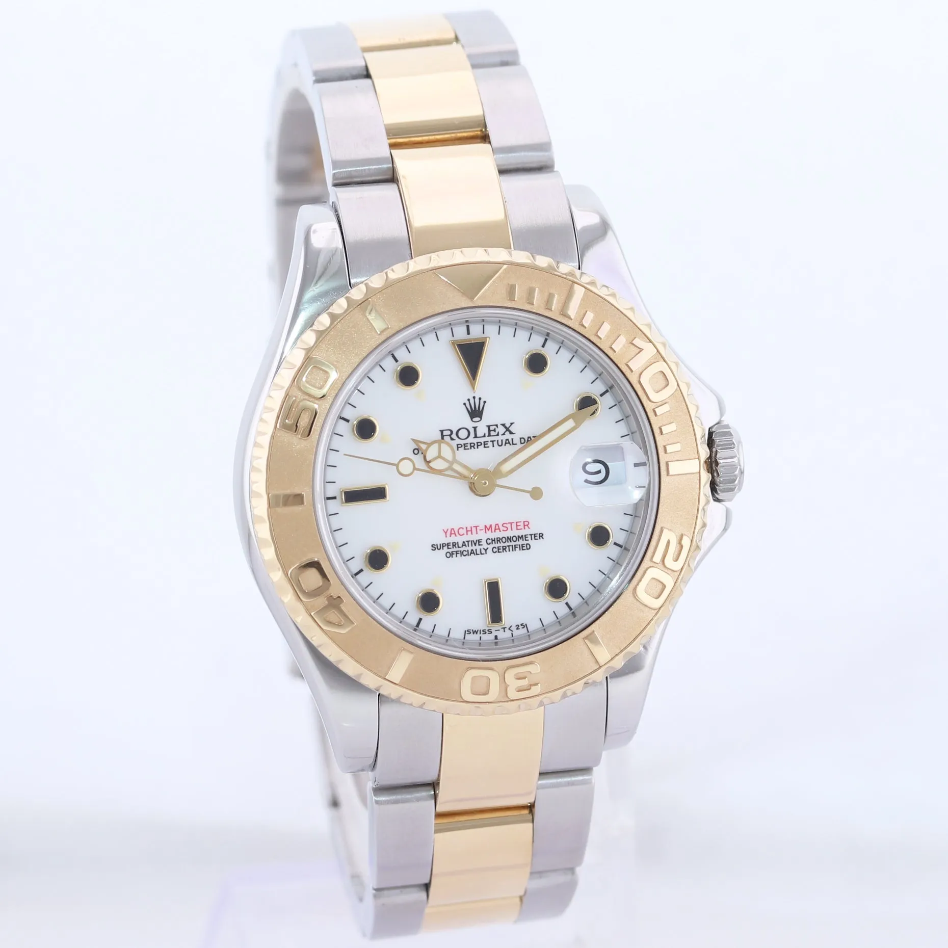 PAPERS Rolex Yacht-Master 68623 35mm Gold Two Tone Gold White Midsize Watch Box