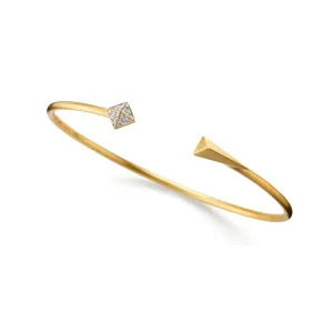 Pavéd pyramid and Folded Plane open cuff bangle