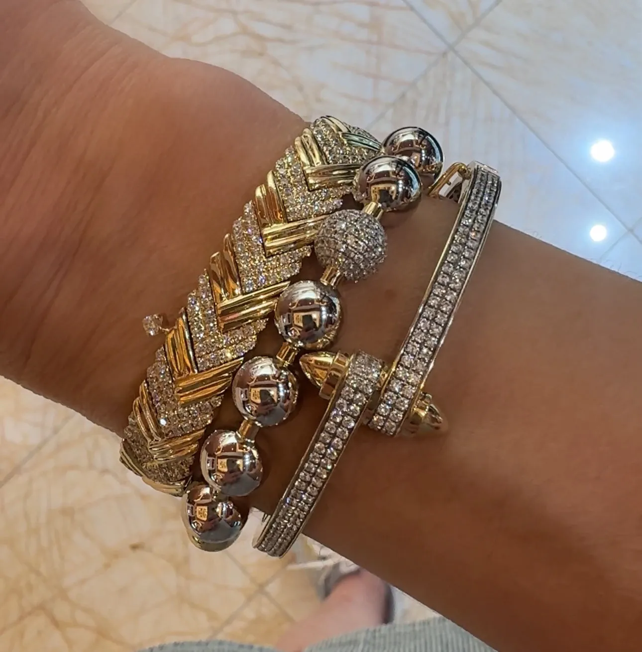 Pave Diamond Storm Bangle Bracelet