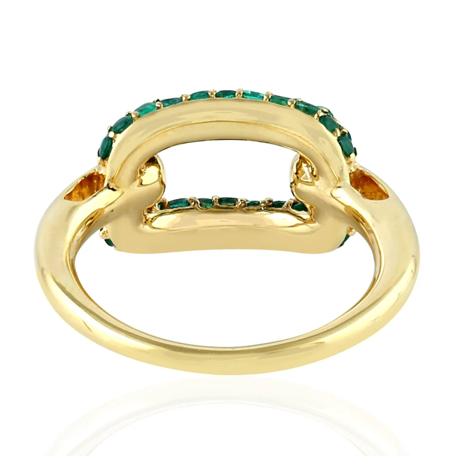 Pave Emerald Gemstone Designer Ring In 18K Yellow Gold For Her