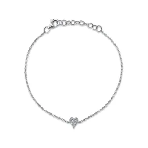Pave Heart 14Kt White Gold 0.05Ct Bracelet