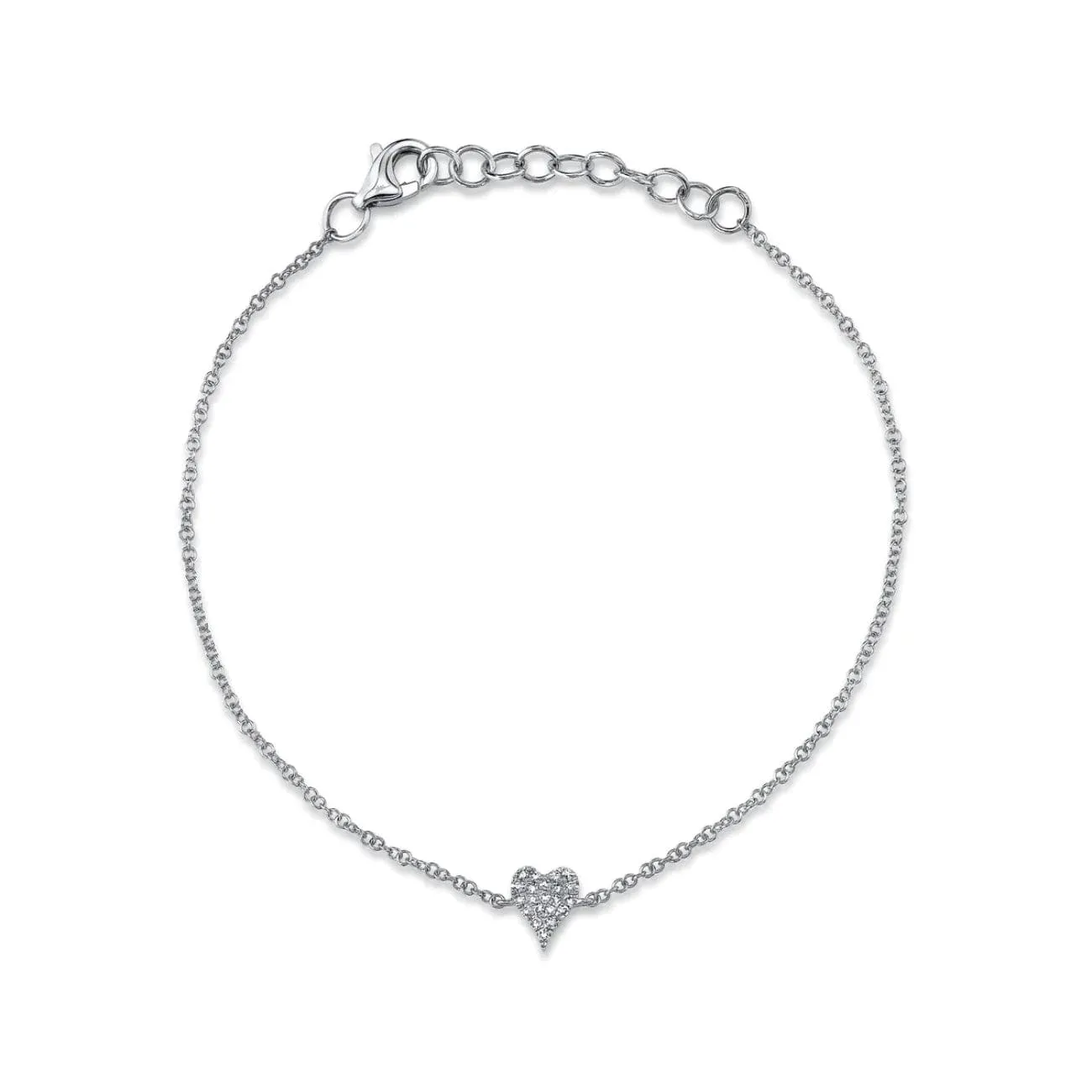Pave Heart 14Kt White Gold 0.05Ct Bracelet