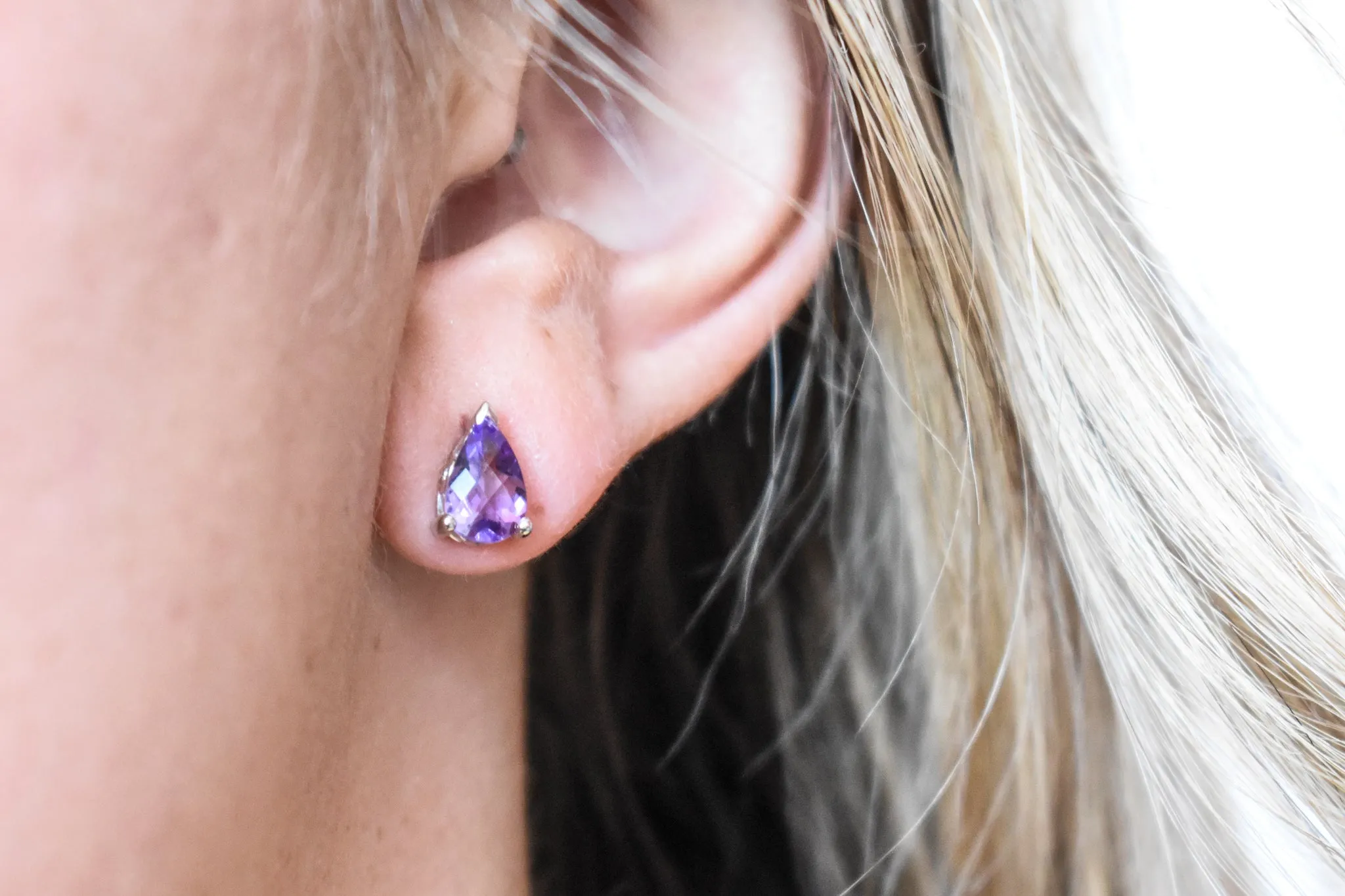 Pear Cut Amethyst Earrings