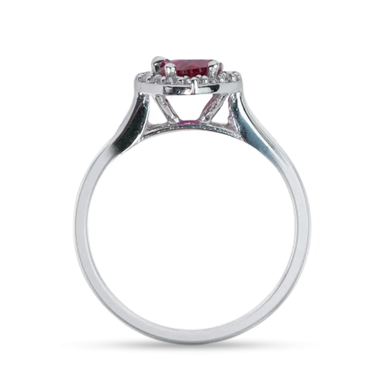 Pear Red CZ Halo Engagement