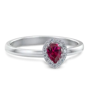 Pear Red CZ Halo Engagement