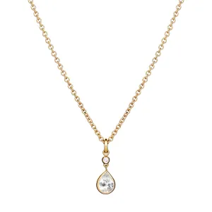 Peardrop Necklace - White Sapphire and Diamond