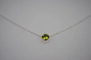 Peridot Bezel Setting Silver Pendant Necklace