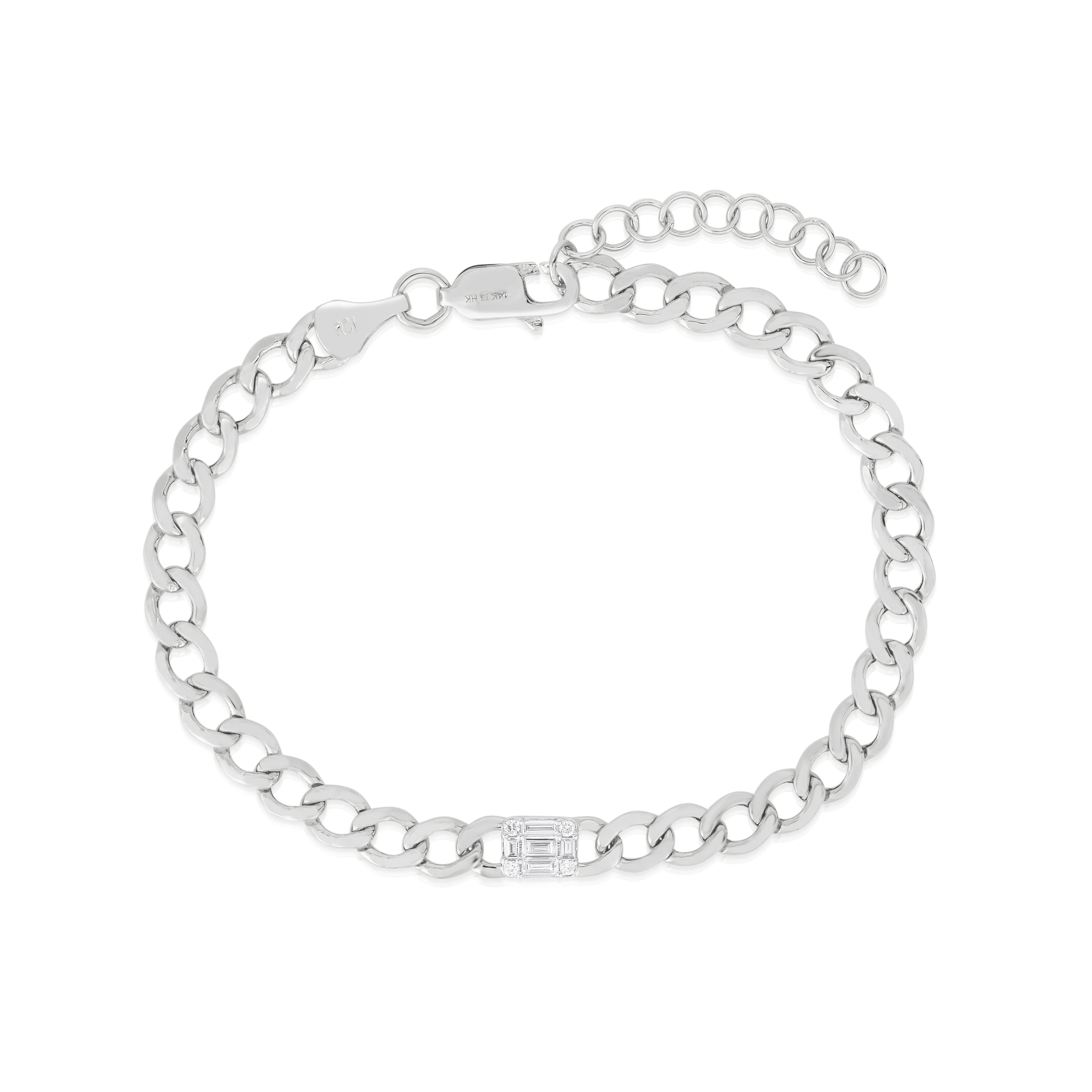 Petite Emerald Illusion Curb Chain Bracelet