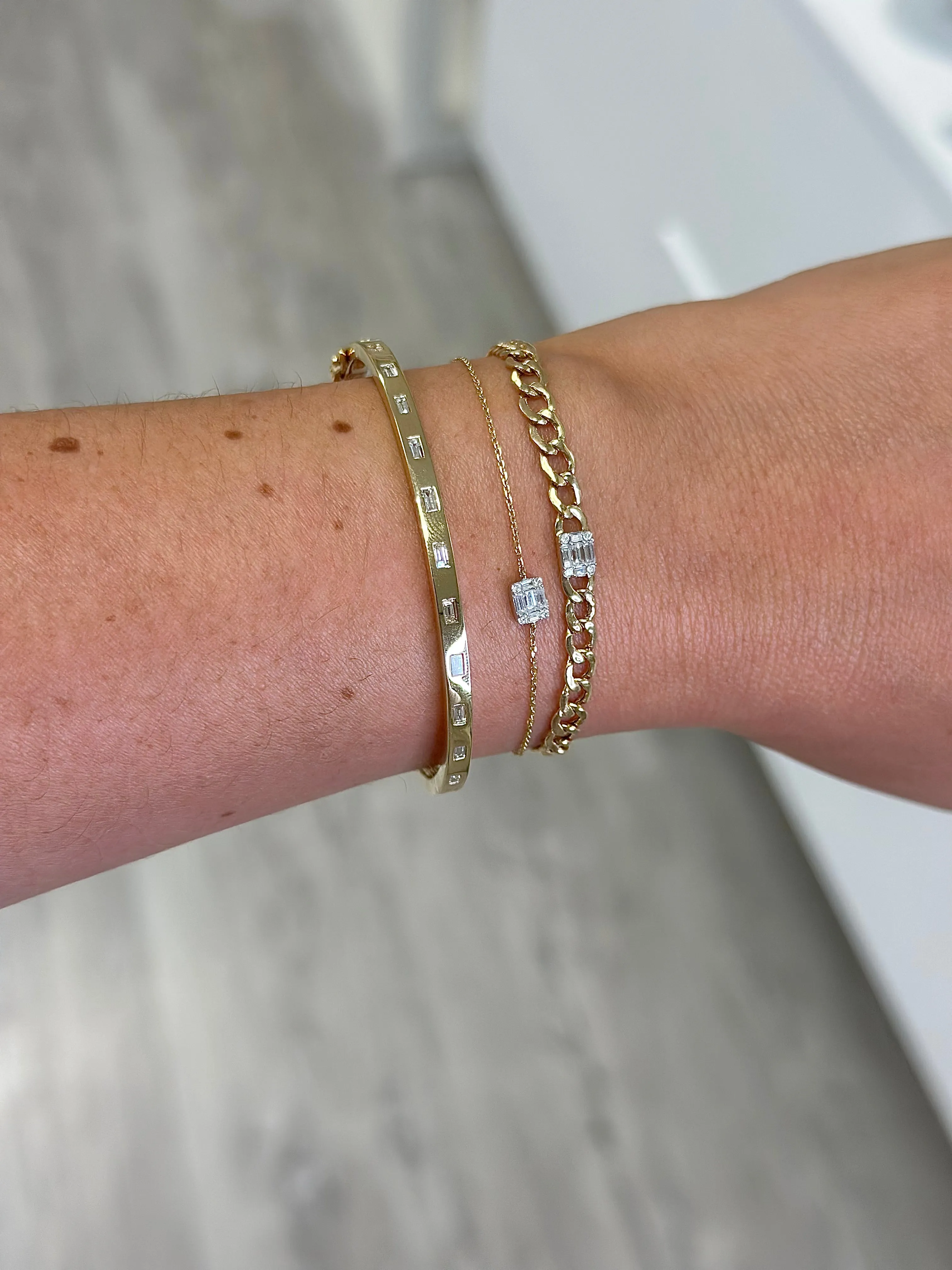 Petite Emerald Illusion Curb Chain Bracelet
