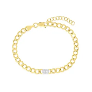 Petite Emerald Illusion Curb Chain Bracelet