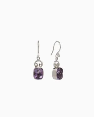 Petroglyph & Elongated Stone Drop Earrings - Amethyst
