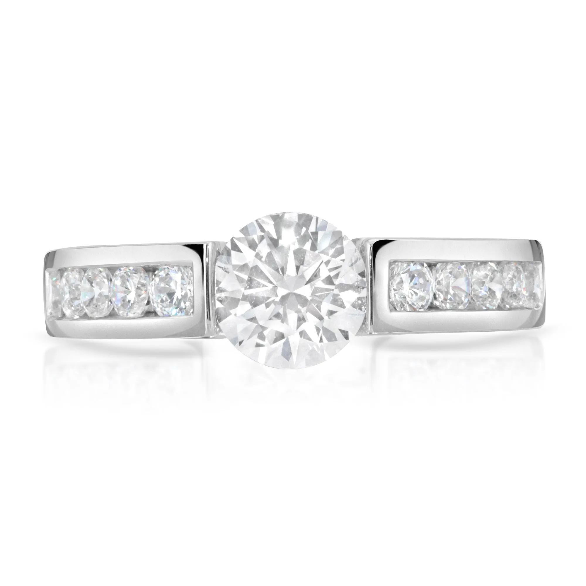 Philomena Modern Euro Shank Tension Set Engagement Ring in 14K, 18K or Platinum