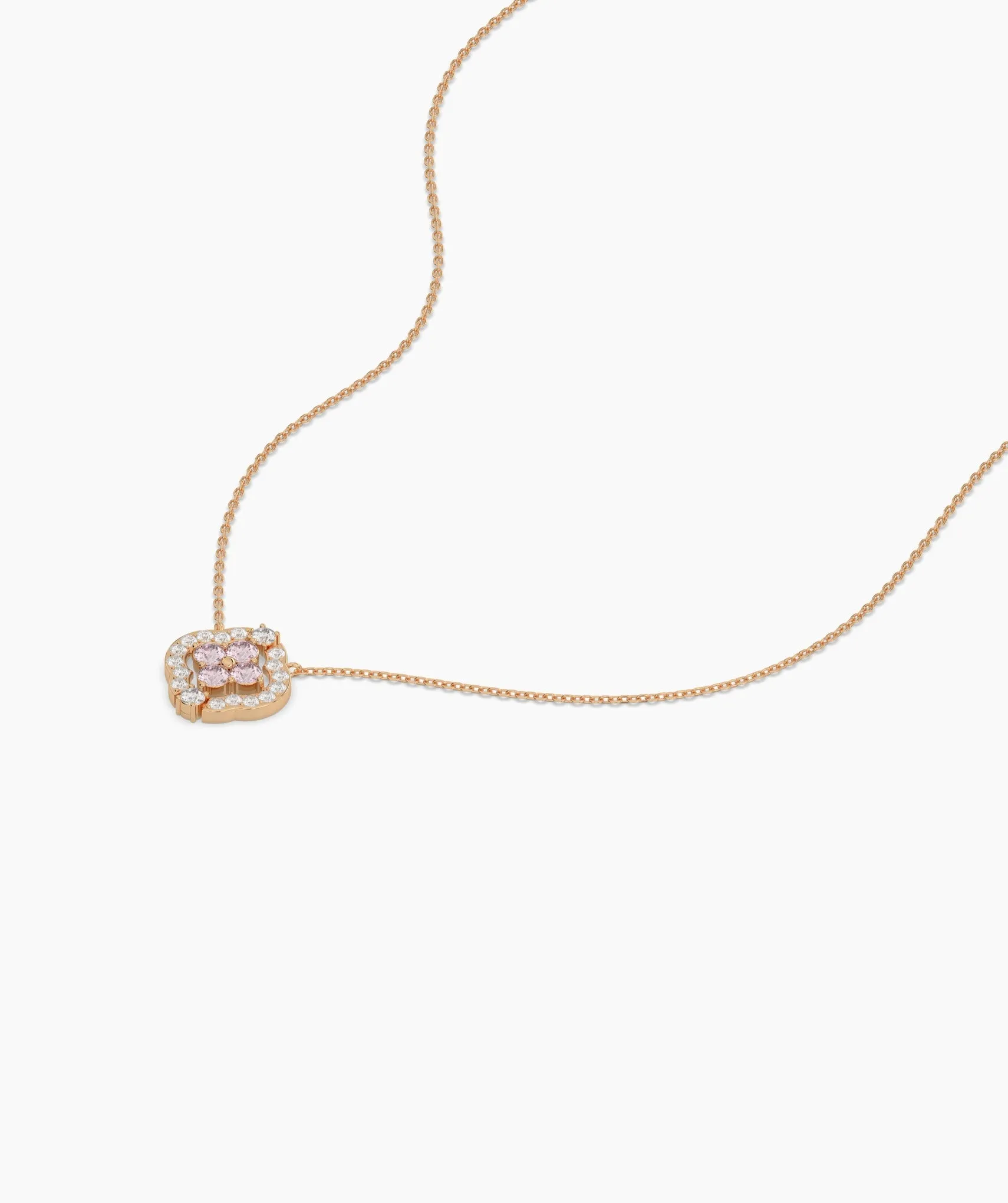 Pink Clover Bloom Gold Necklace