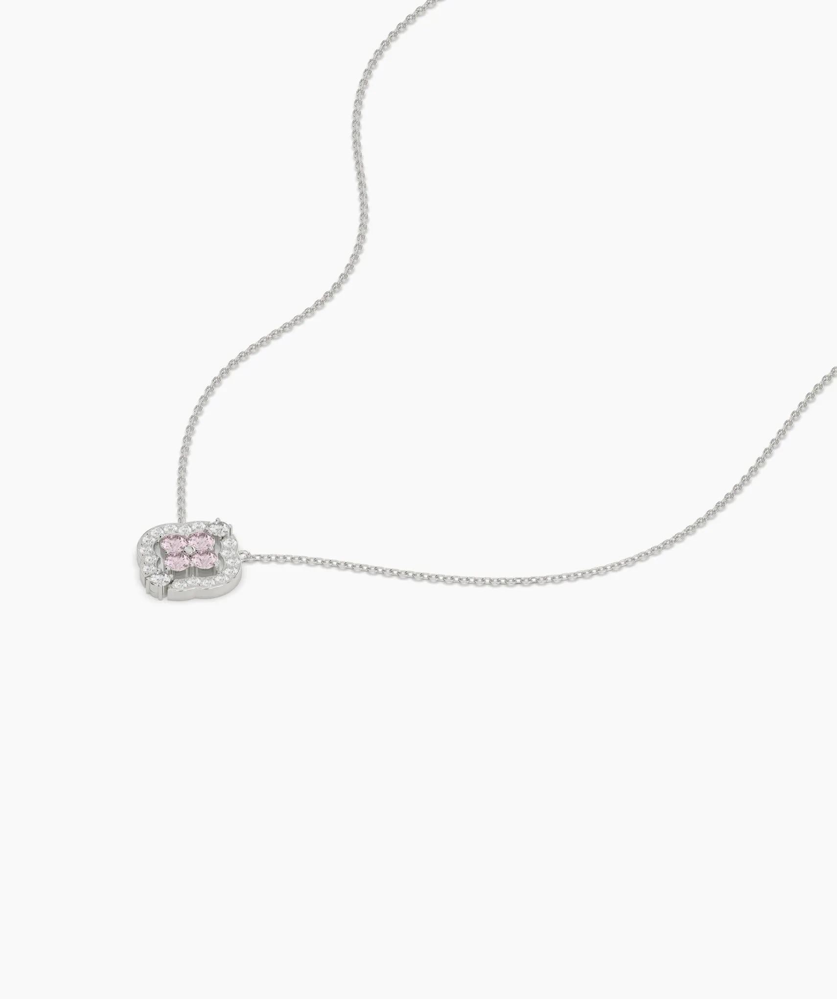 Pink Clover Bloom Gold Necklace