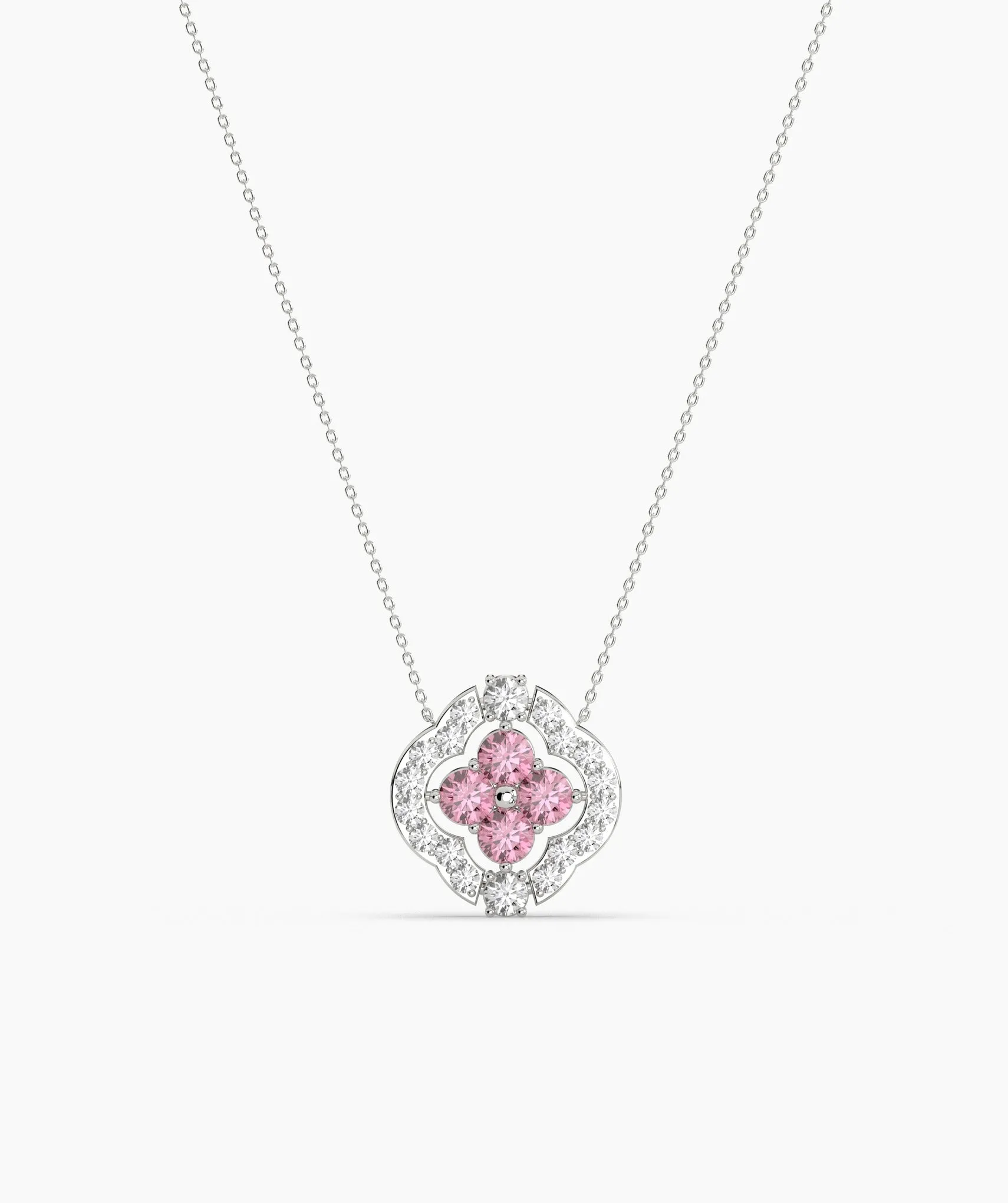 Pink Clover Bloom Gold Necklace