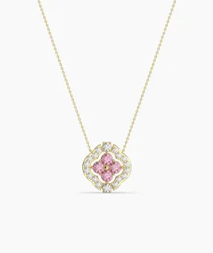 Pink Clover Bloom Gold Necklace