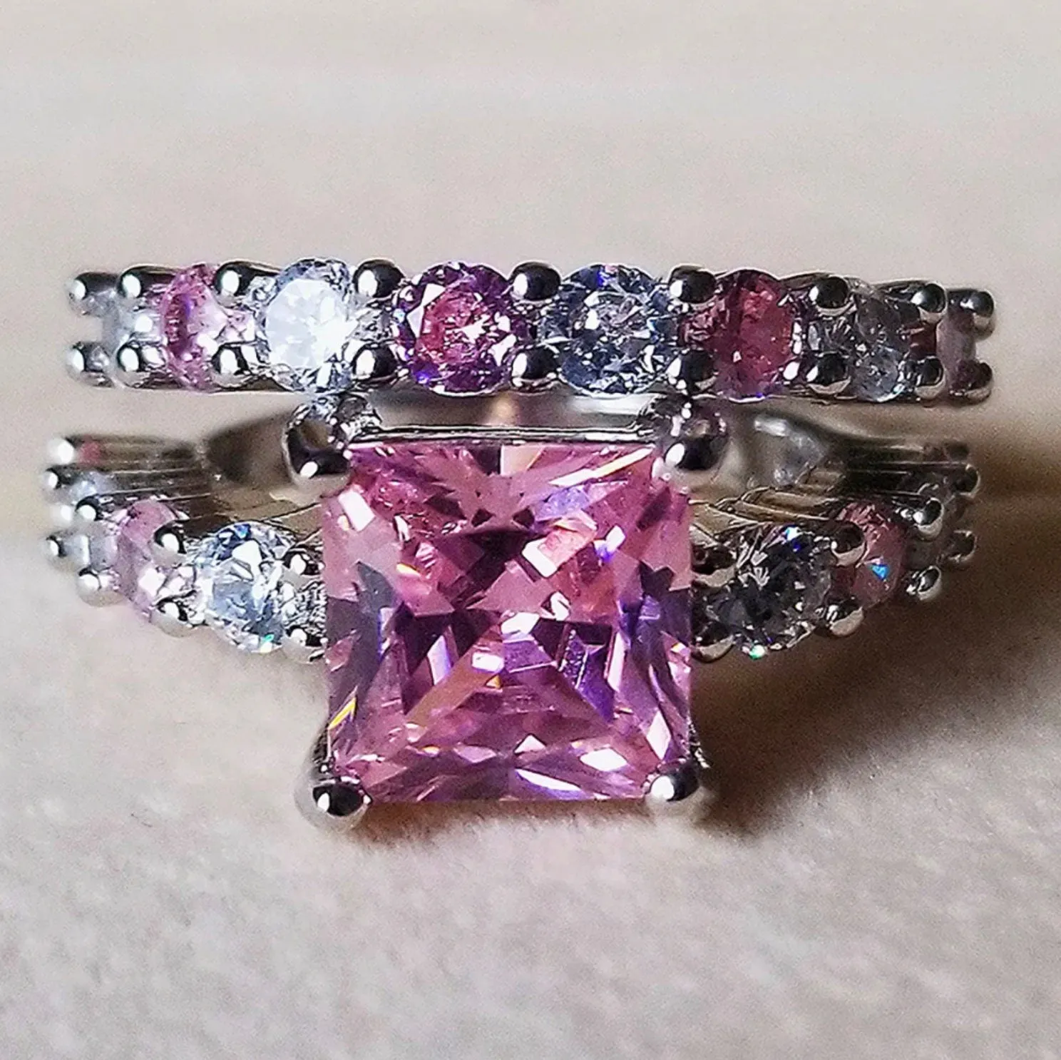 Pink Diamond Ring | Eternity Rings | Womens Wedding Ring | Pink Diamond Engagement Ring | Wedding Ring Set | Promise Ring | Eternity Ring