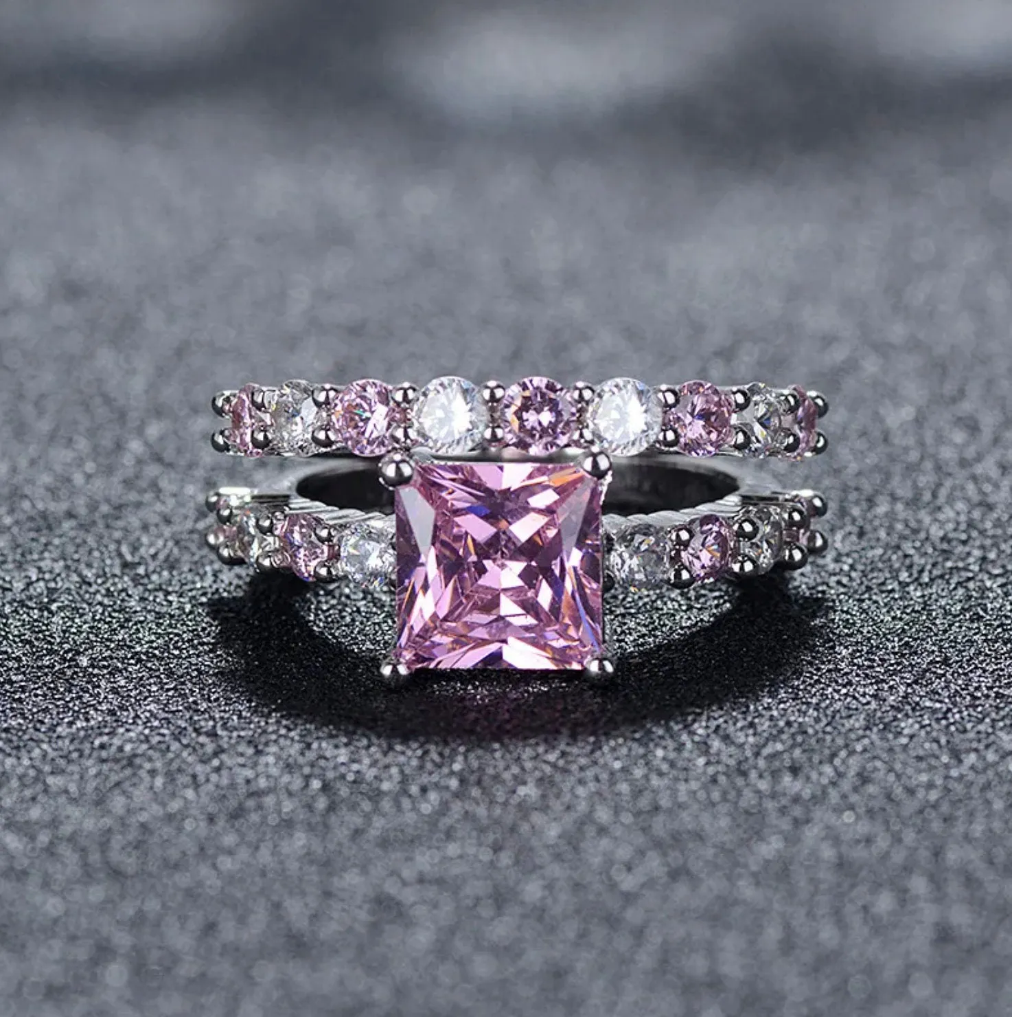 Pink Diamond Ring | Eternity Rings | Womens Wedding Ring | Pink Diamond Engagement Ring | Wedding Ring Set | Promise Ring | Eternity Ring