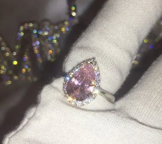 Pink Diamond Ring | Teardrop Ring | Pear Shape Ring | Teardrop Engagement Ring | Tear Drop Ring | Engagement Ring |  Diamond Wedding Rings