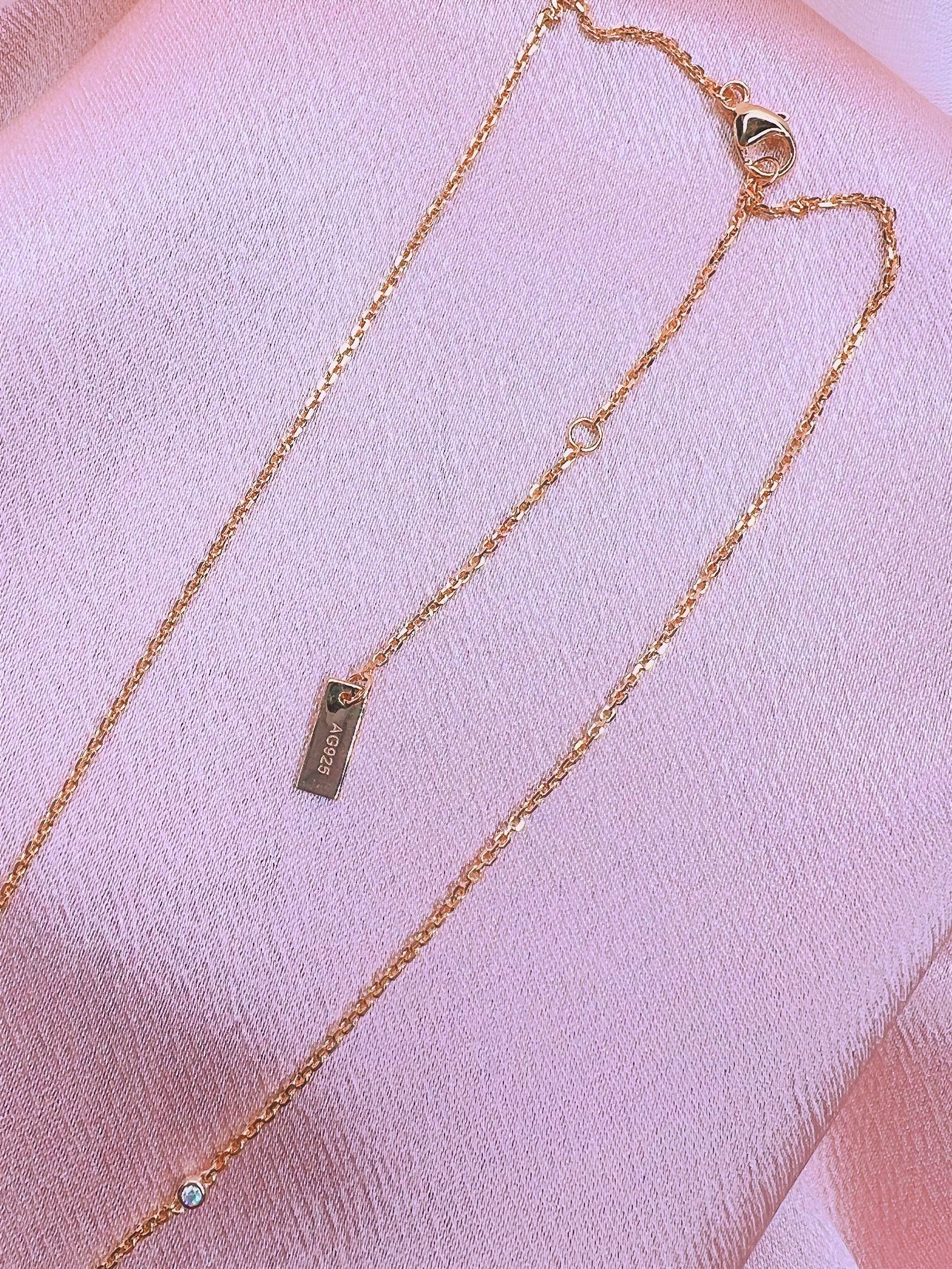 Pink Emerald Cut Diamond Necklace