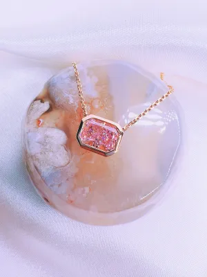 Pink Emerald Cut Diamond Necklace