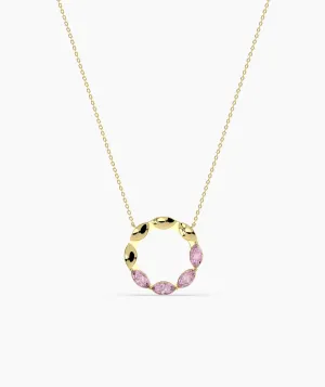 Pink Gemstone Wreath Necklace
