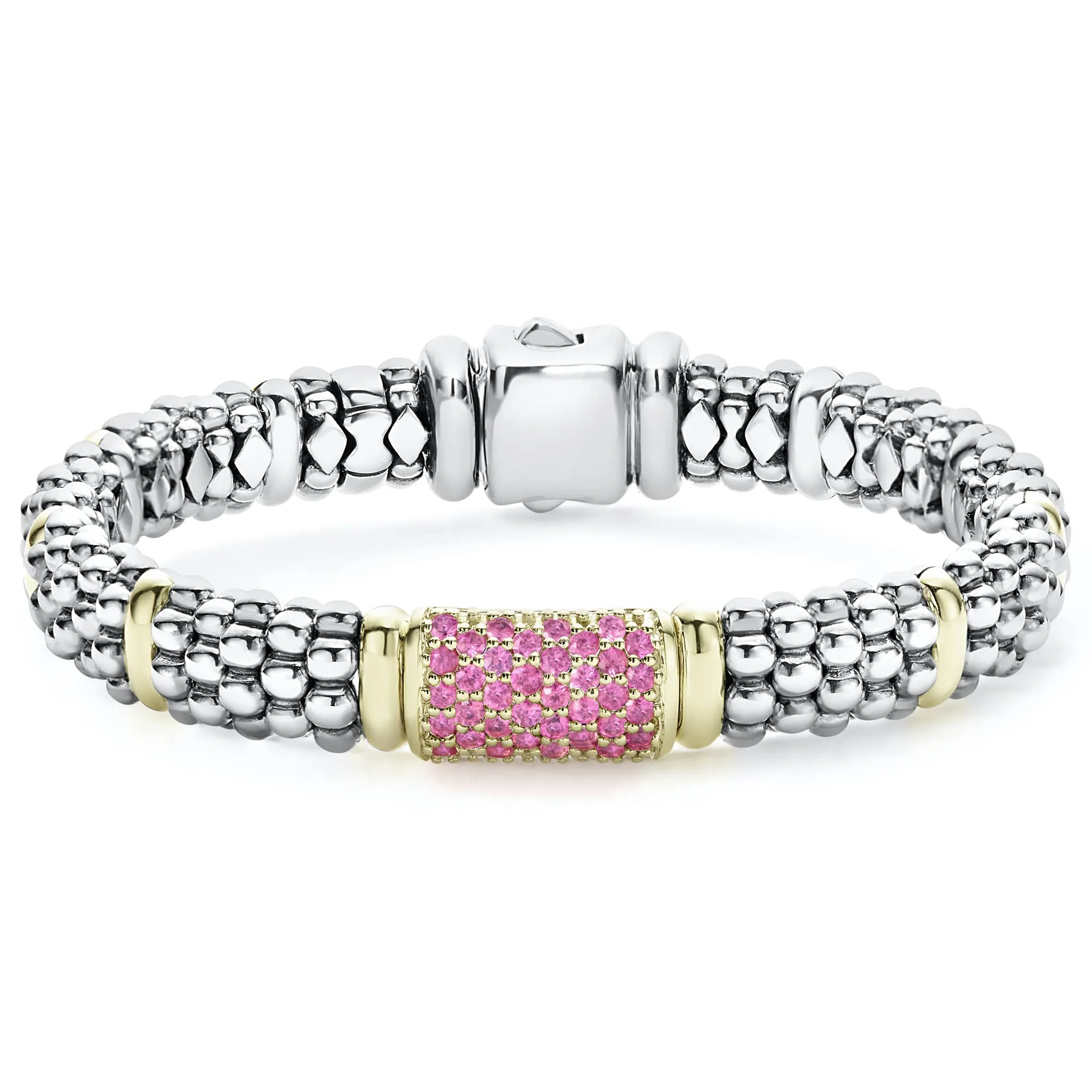 Pink Sapphire Caviar Bracelet | 9mm