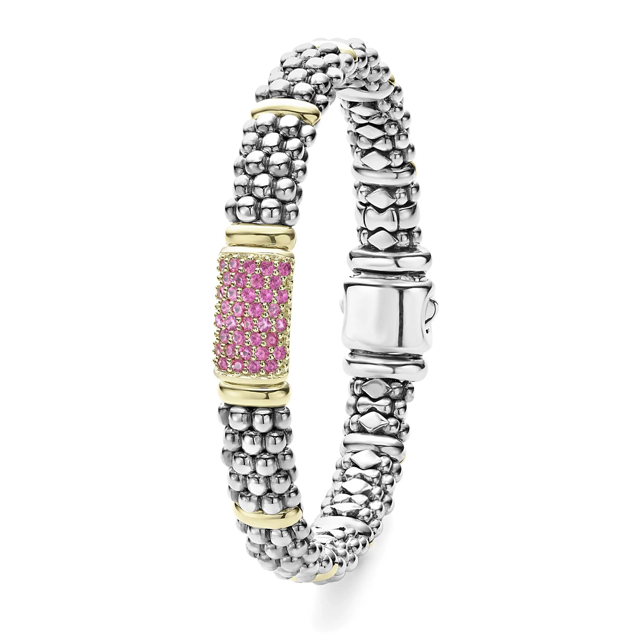 Pink Sapphire Caviar Bracelet | 9mm