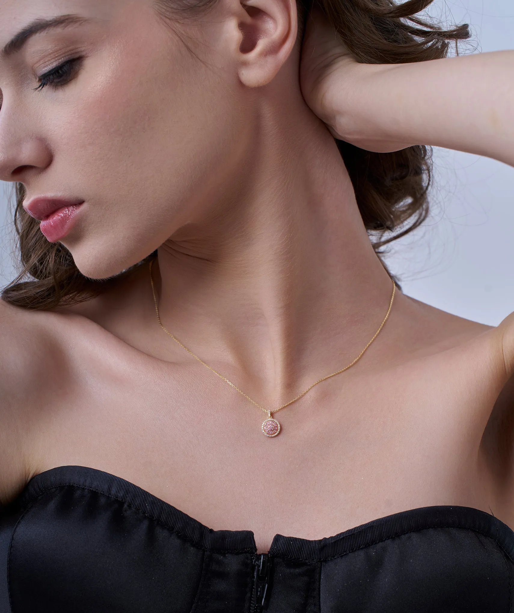 Pink Sparkle Halo Pendant