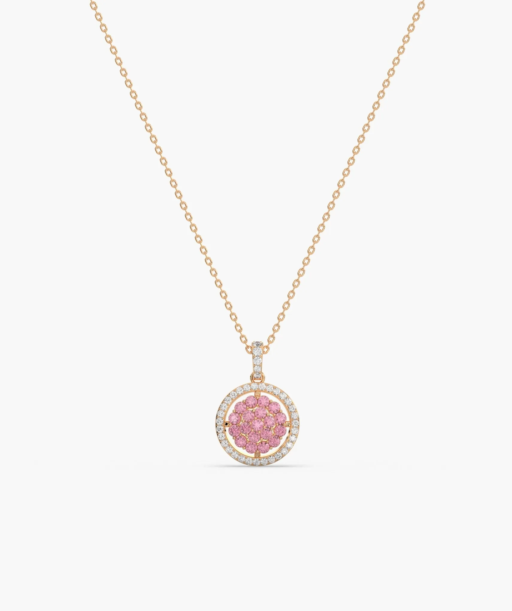 Pink Sparkle Halo Pendant