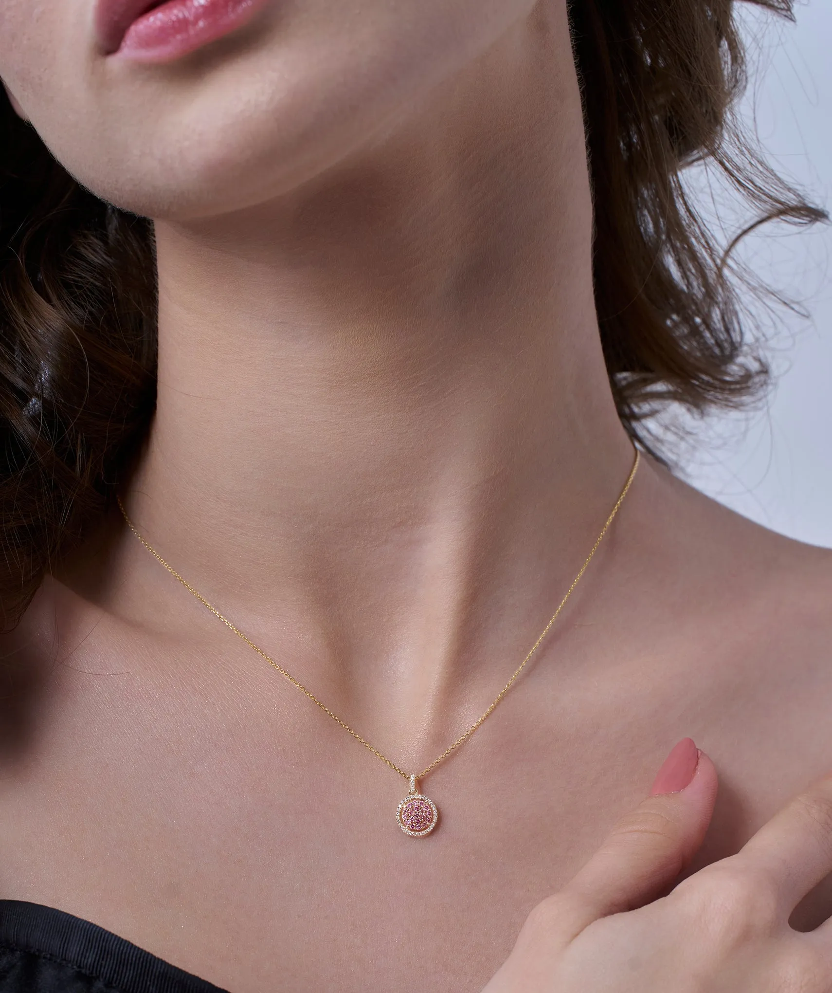 Pink Sparkle Halo Pendant