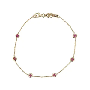 Pink Tourmaline Station Bracelet