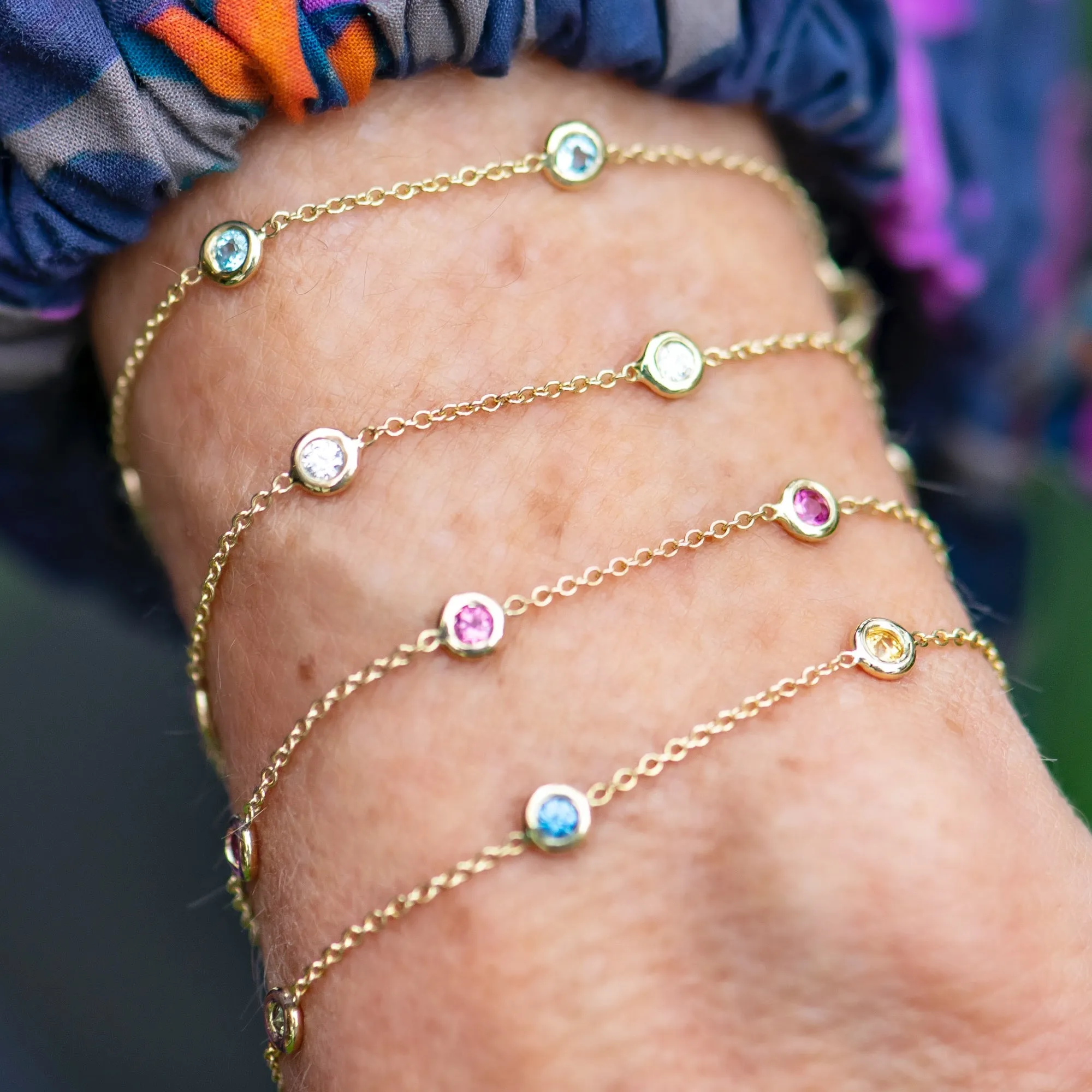 Pink Tourmaline Station Bracelet