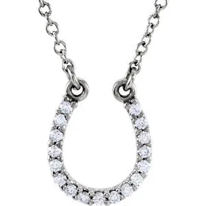 Platinum .08 CTW Diamond Horseshoe 16" Necklace