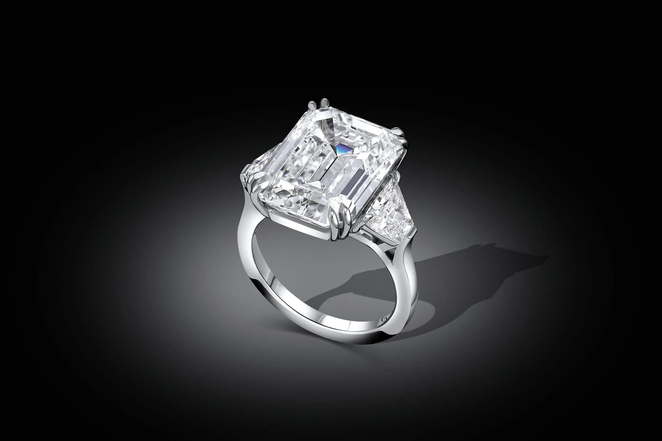 Platinum 11.92ct Center Emerald Cut Diamond Ring