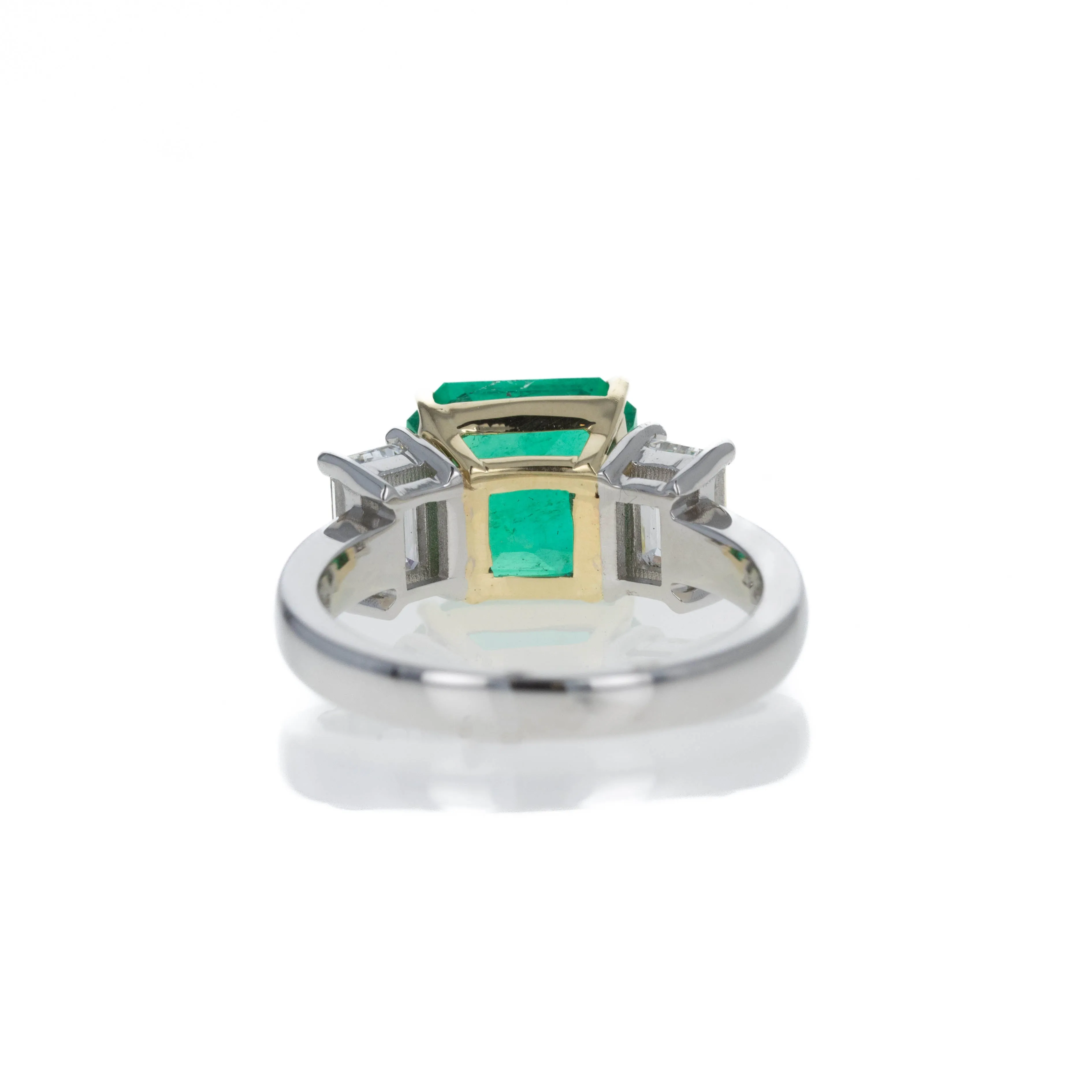 Platinum 18K Yellow Gold 3.89 Carat Emerald Diamond Ring