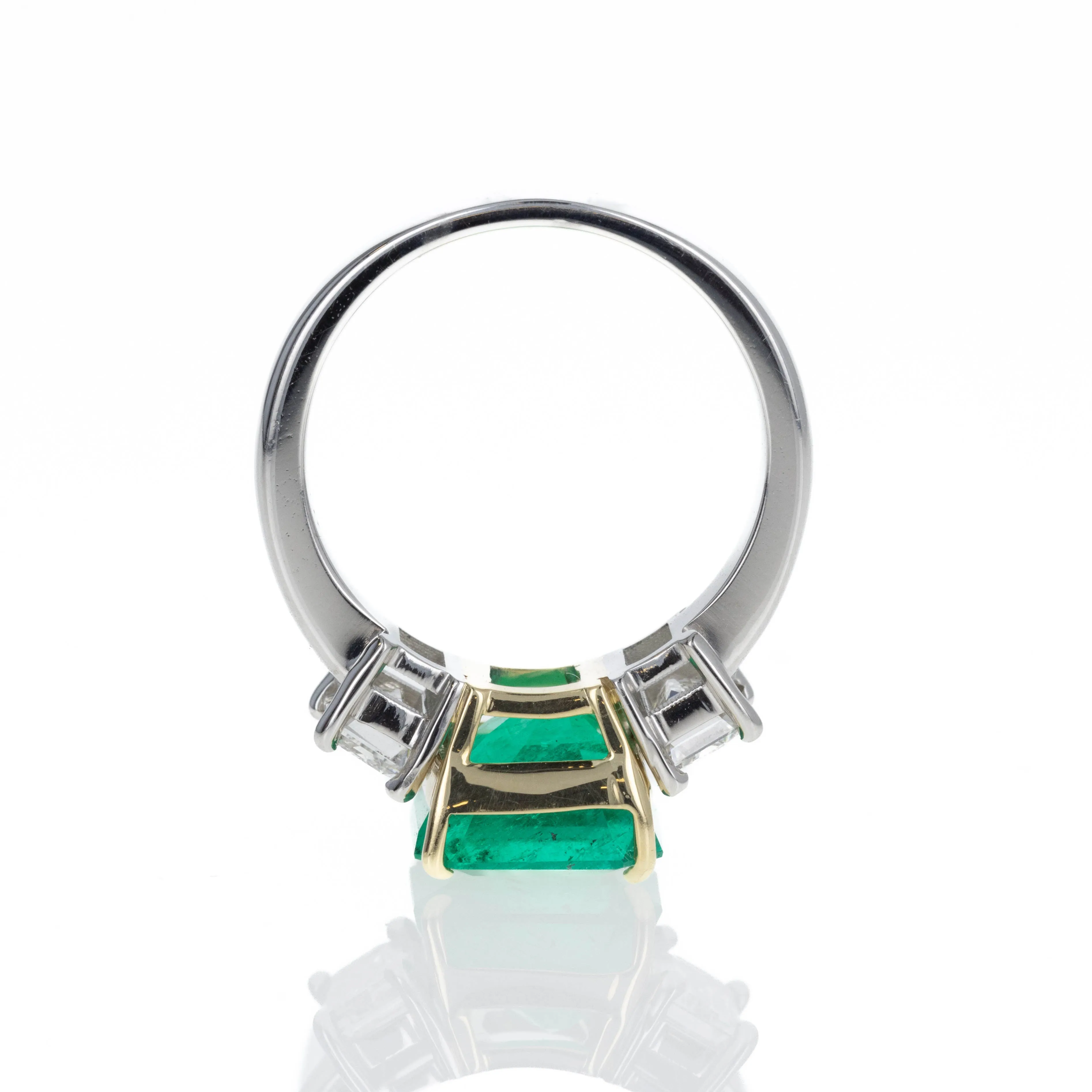 Platinum 18K Yellow Gold 3.89 Carat Emerald Diamond Ring