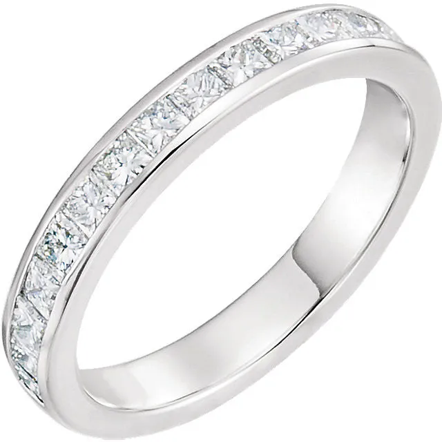 Platinum 2mm Square 7/8 CTW Diamond Channel Set Band , Size 7