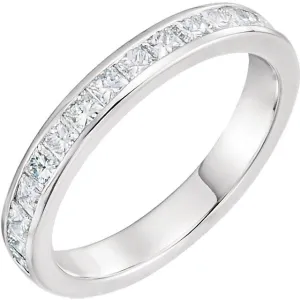 Platinum 2mm Square 7/8 CTW Diamond Channel Set Band , Size 7
