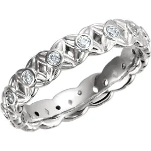 Platinum 3/8 CTW Diamond Sculptural-Inspired Eternity Band Size 5