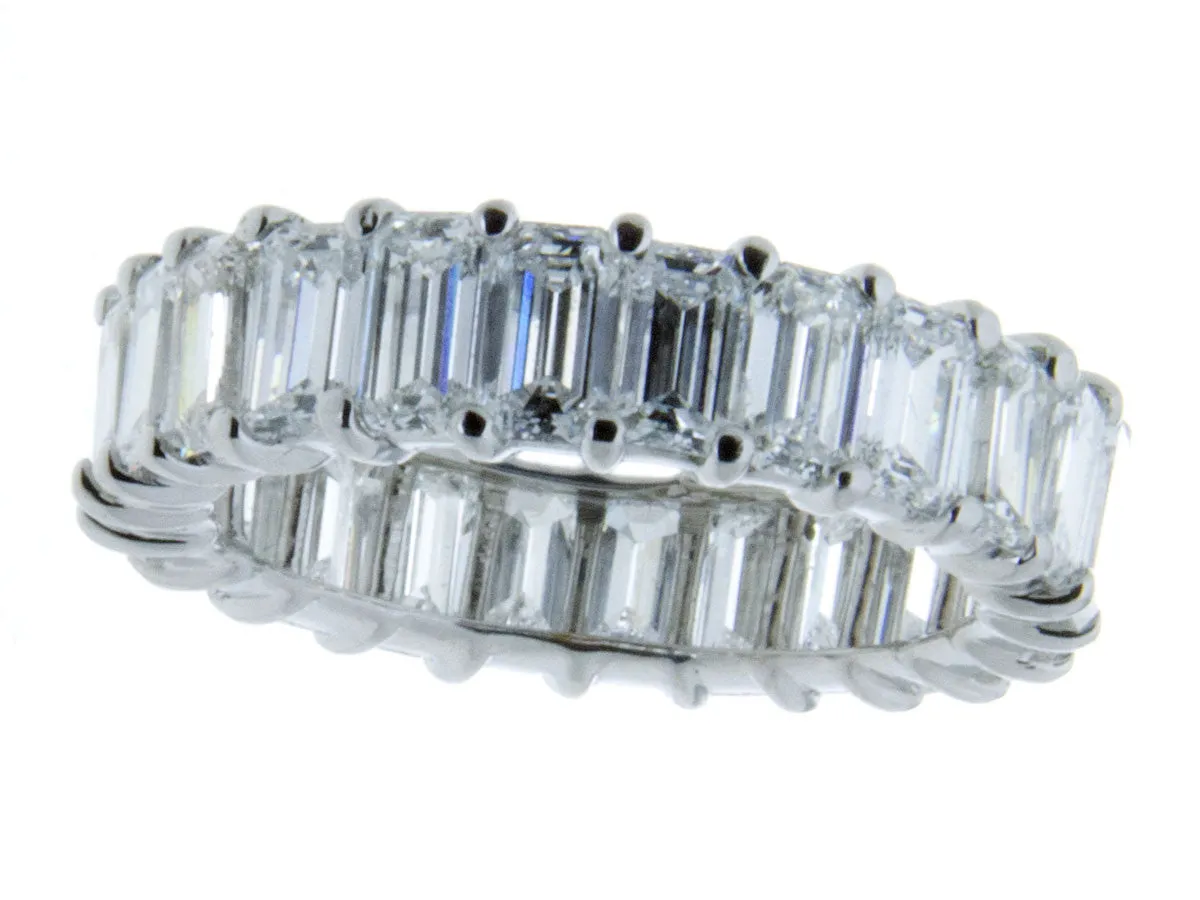 Platinum & Emerald Cut Diamond Eternity Band