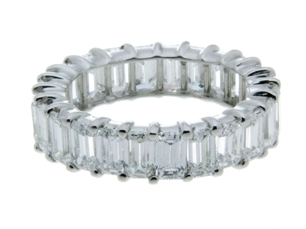 Platinum & Emerald Cut Diamond Eternity Band