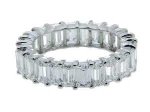 Platinum & Emerald Cut Diamond Eternity Band
