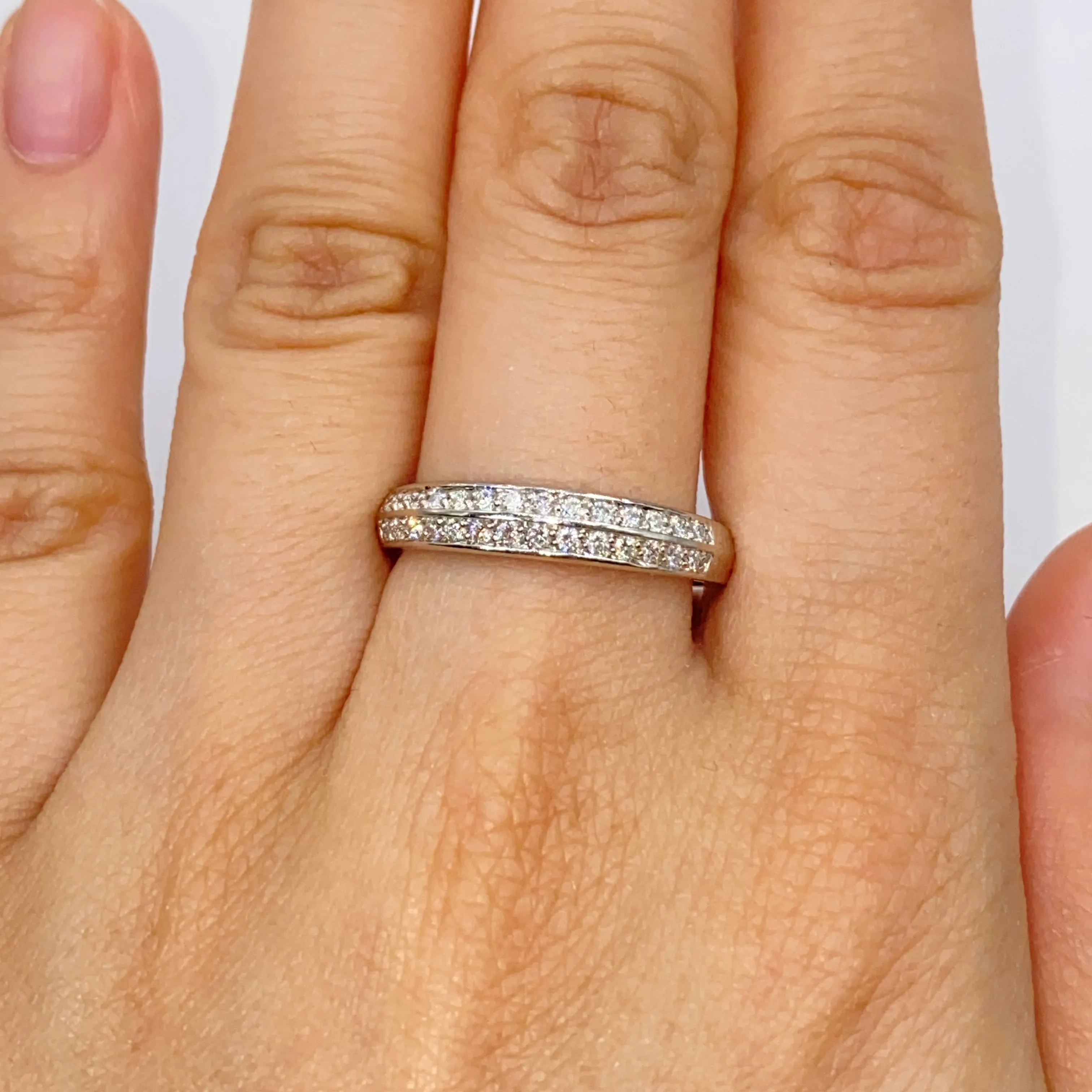 Platinum Double Row Diamond Band Ring