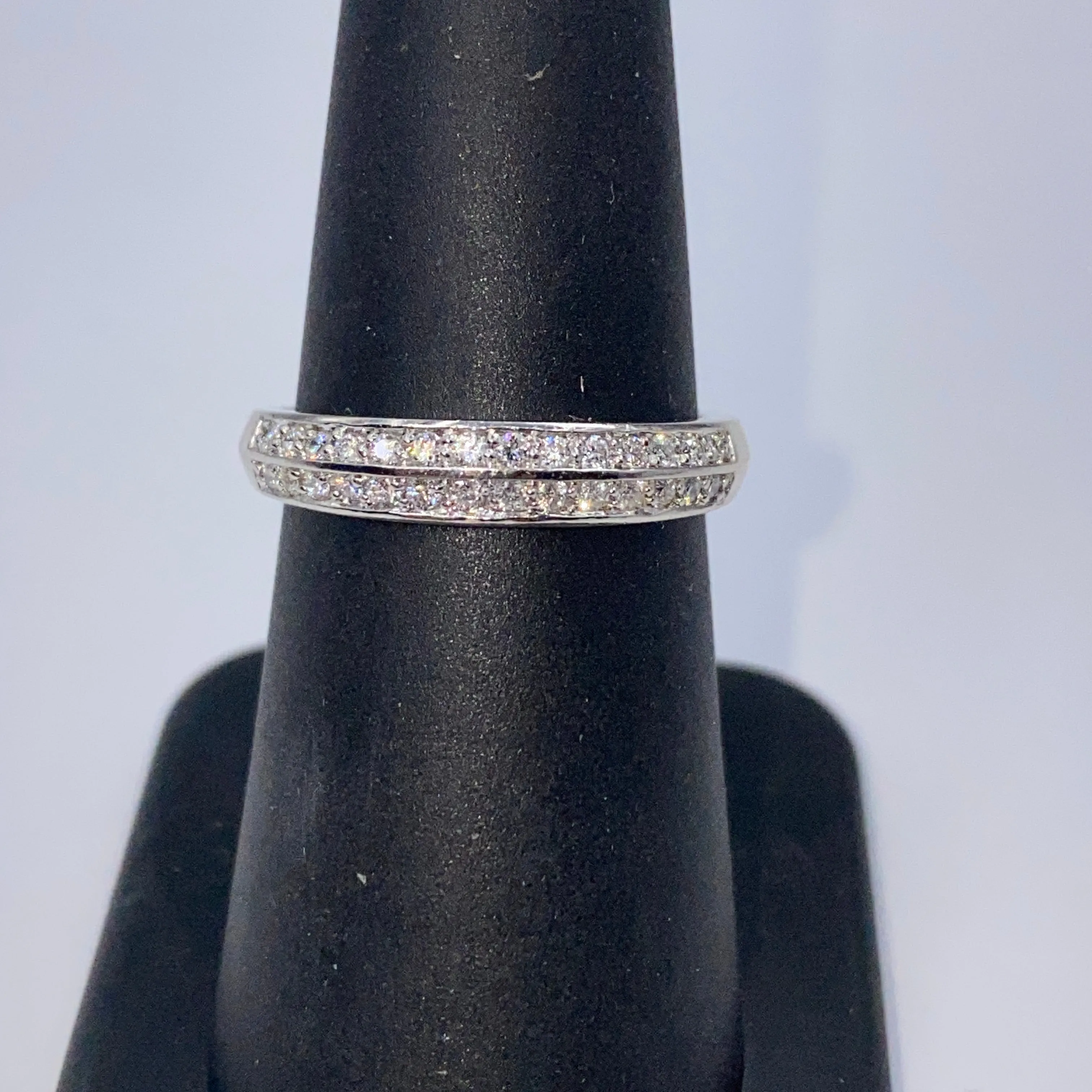 Platinum Double Row Diamond Band Ring