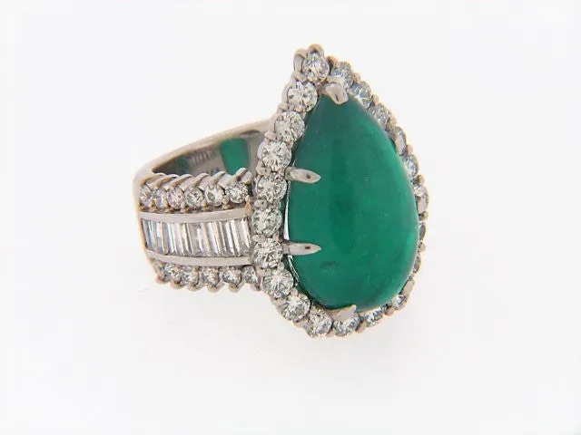 PLATINUM EMERALD AND DIAMOND RING