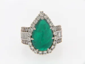 PLATINUM EMERALD AND DIAMOND RING